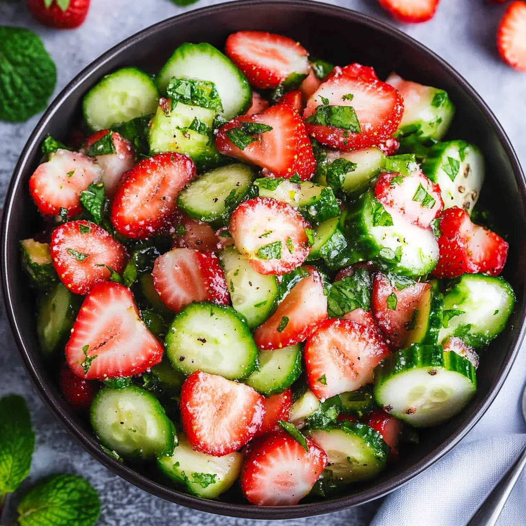 Cucumber Strawberry Salad (Just 6 Ingredients)
