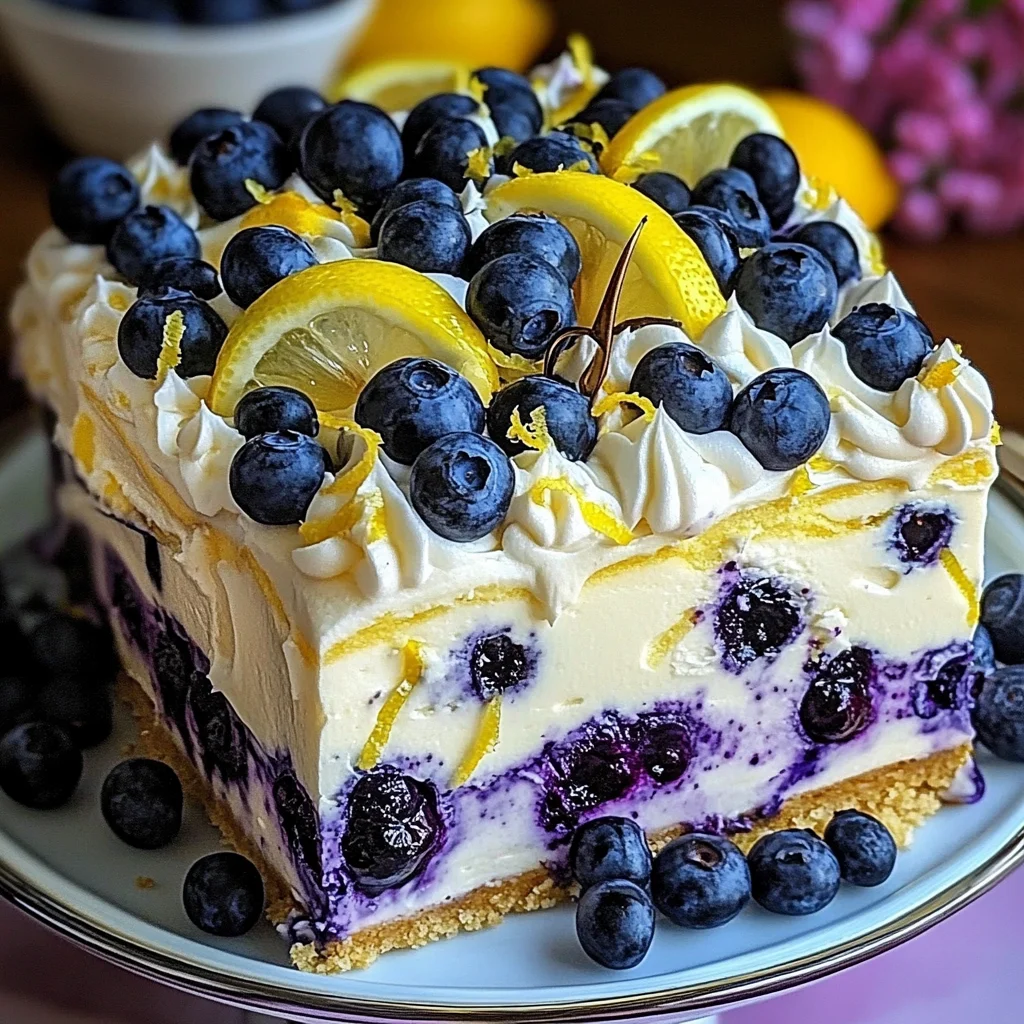 No-Bake Lemon dazzling Blueberry cream Cake
