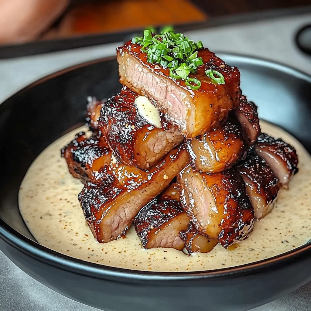 Crispy Char Siu beef Belly with Creamy Sauce