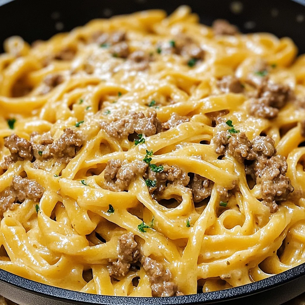 Easy One-Pot Creamy Beef and Garlic Butter Pasta