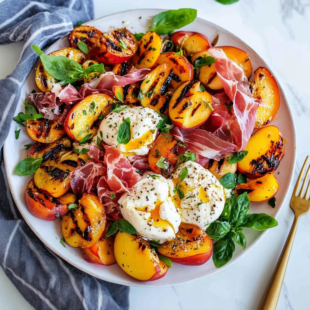 Grilled Nectarine Burrata Prosciutto Salad