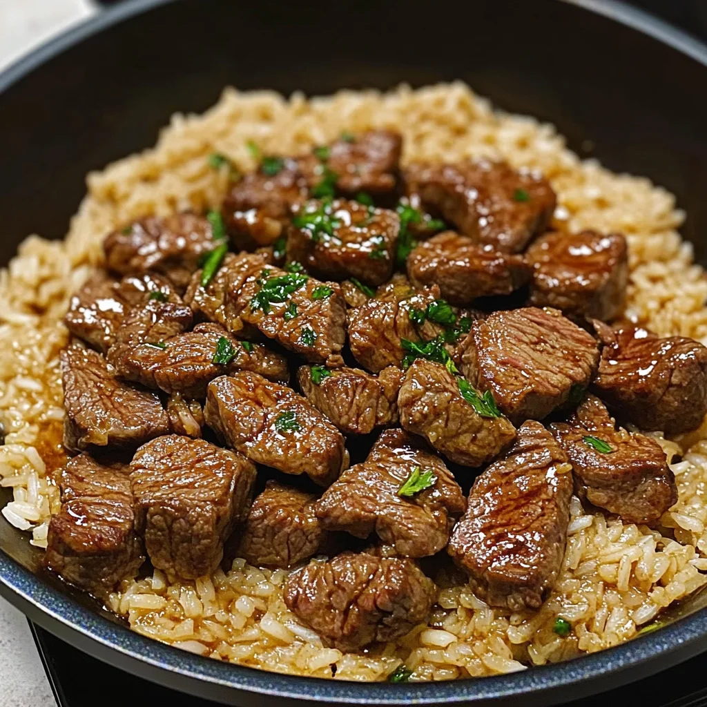 Honey Garlic Butter Steak and Rice Skillet