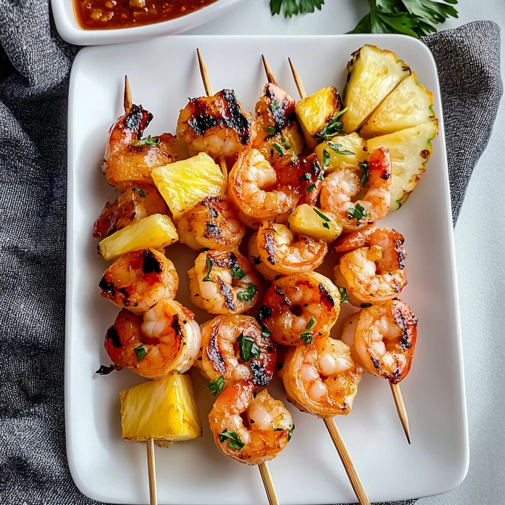 Sweet and Spicy Pineapple Shrimp Skewers
