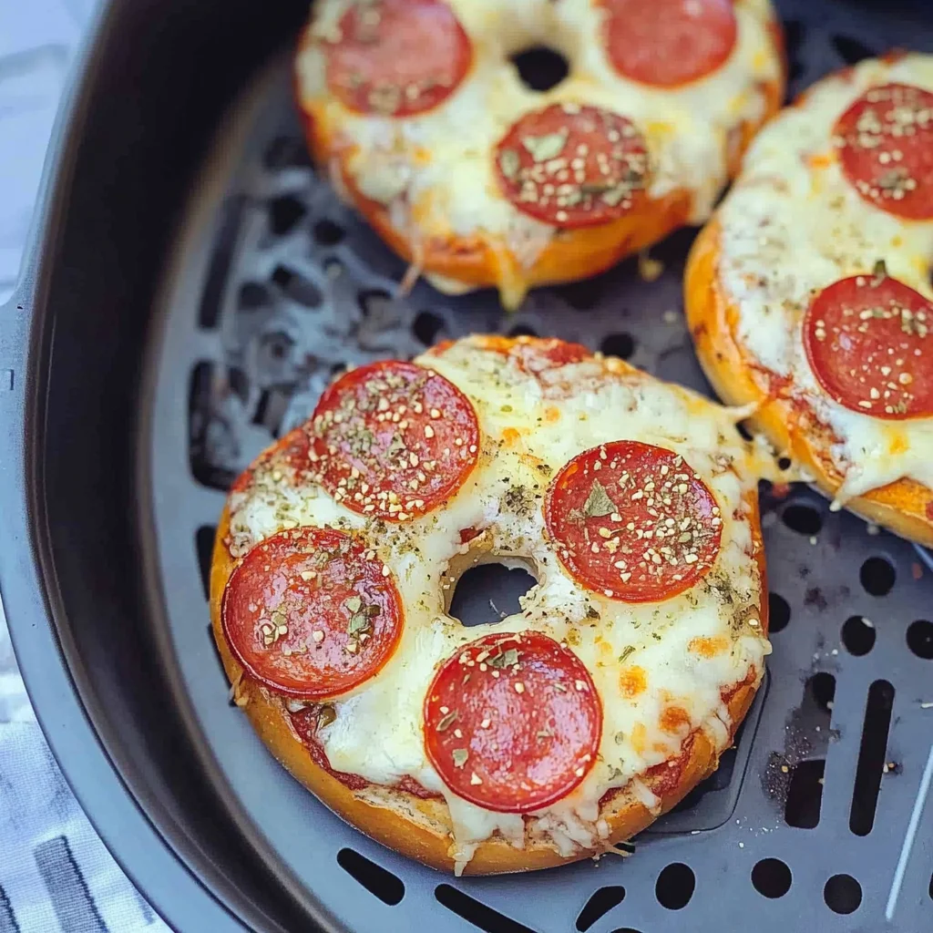 Air Fryer Bagel Pizzas