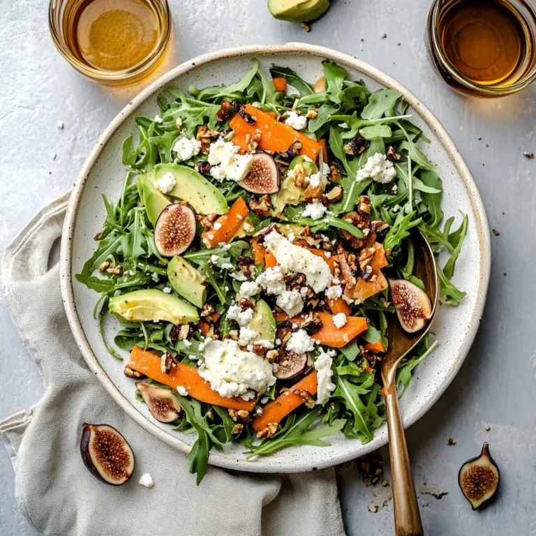 Carrot Arugula Salad with Fig, Goat Cheese & Avocado