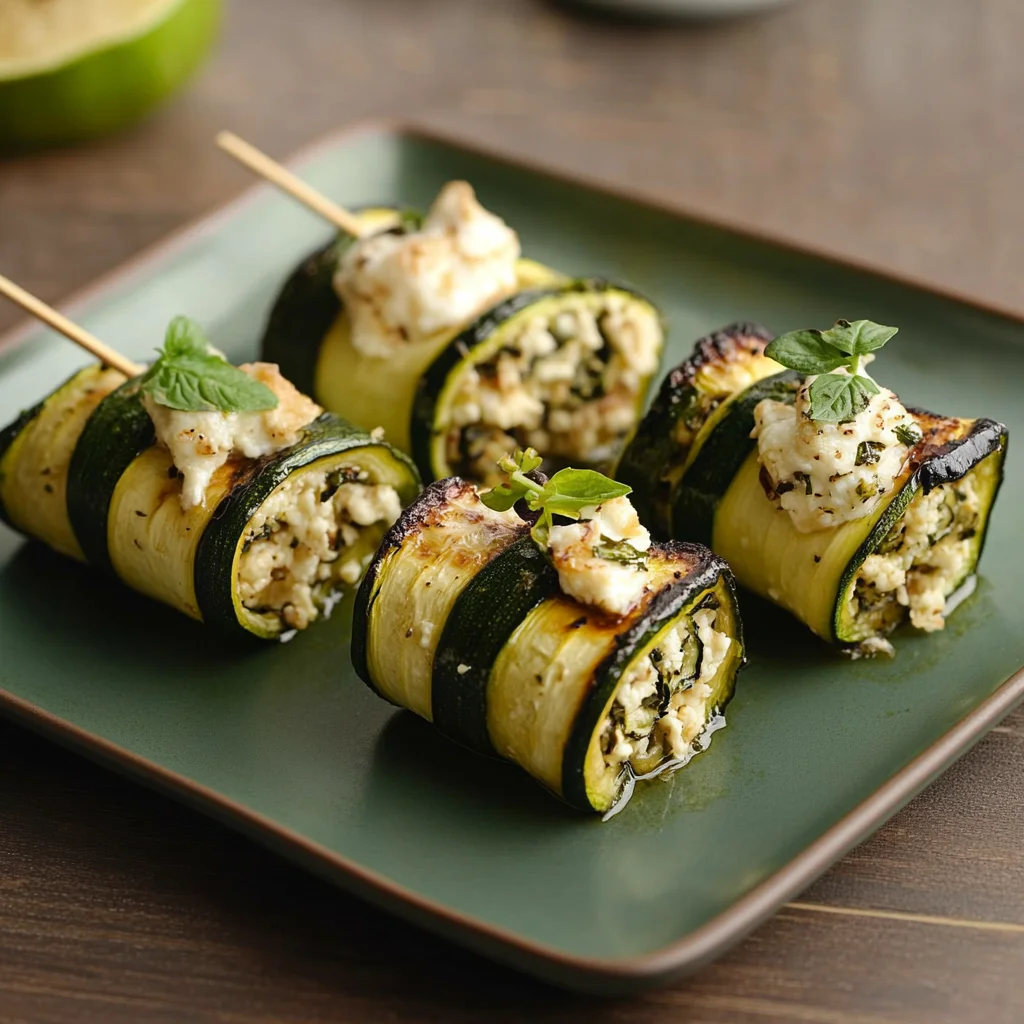 Goat Cheese Grilled Zucchini Rolls