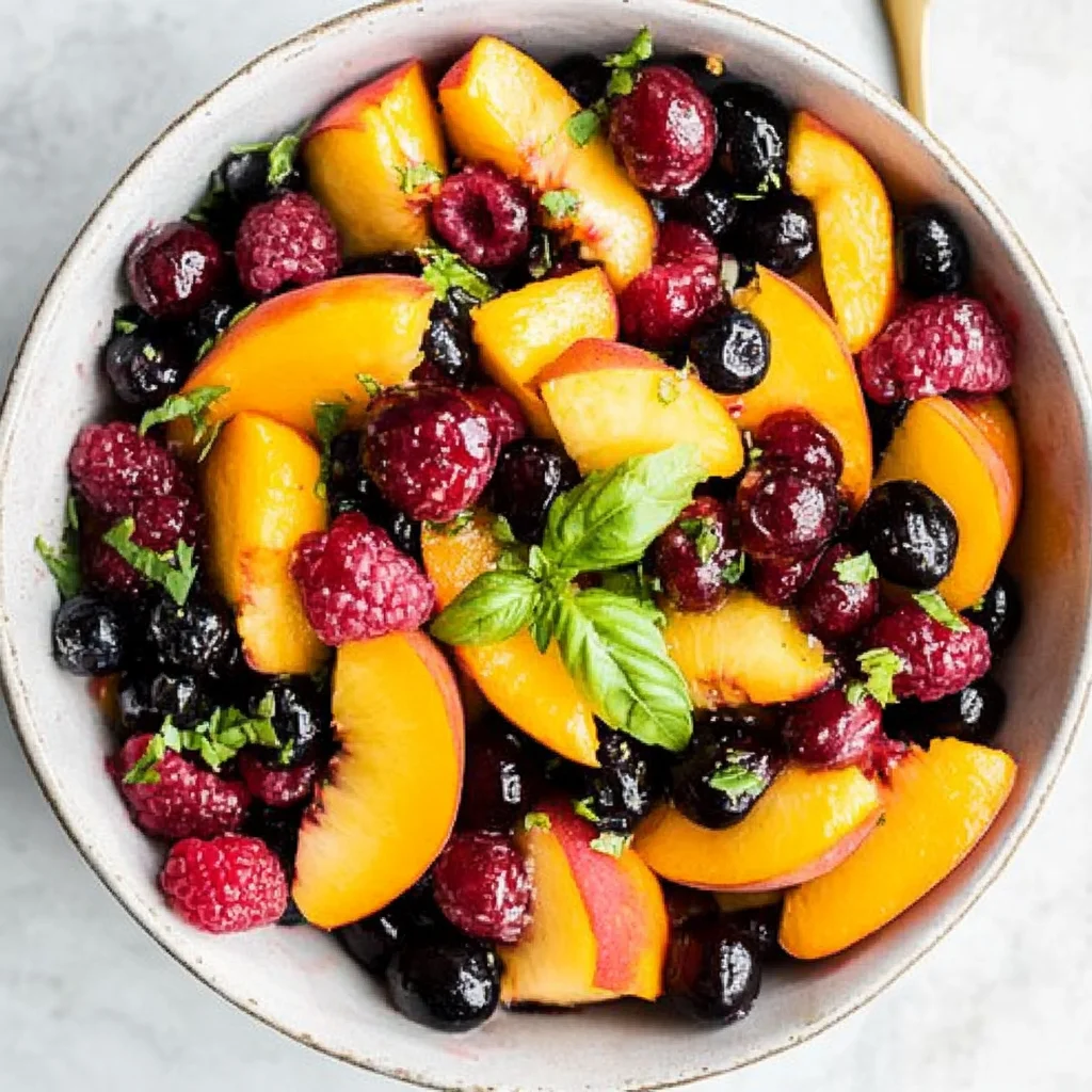 Honey Lime Basil Peach Fruit Salad