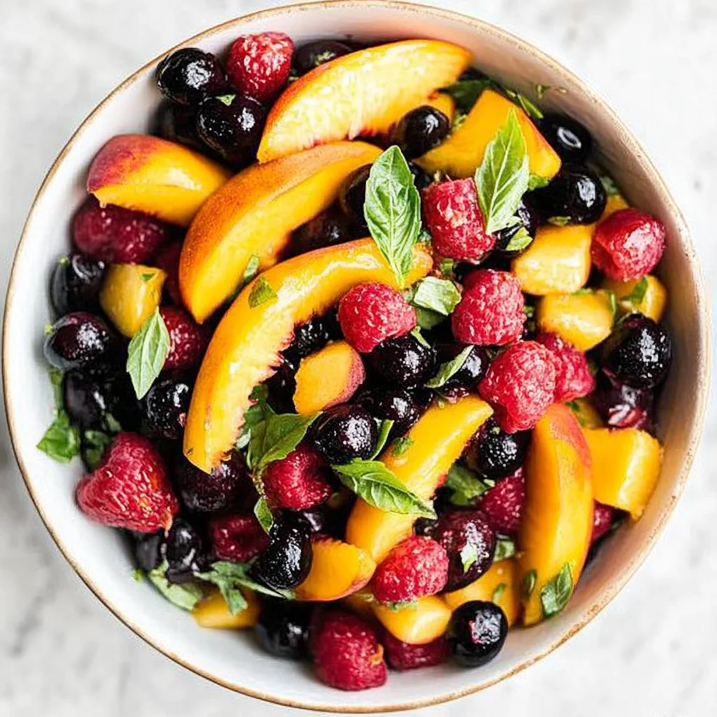 Honey Lime Basil Peach Fruit Salad