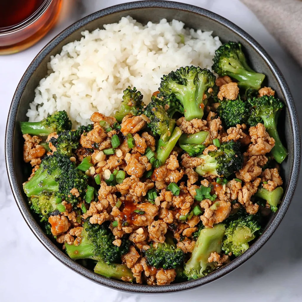 Honey Sriracha Ground Chicken and Broccoli