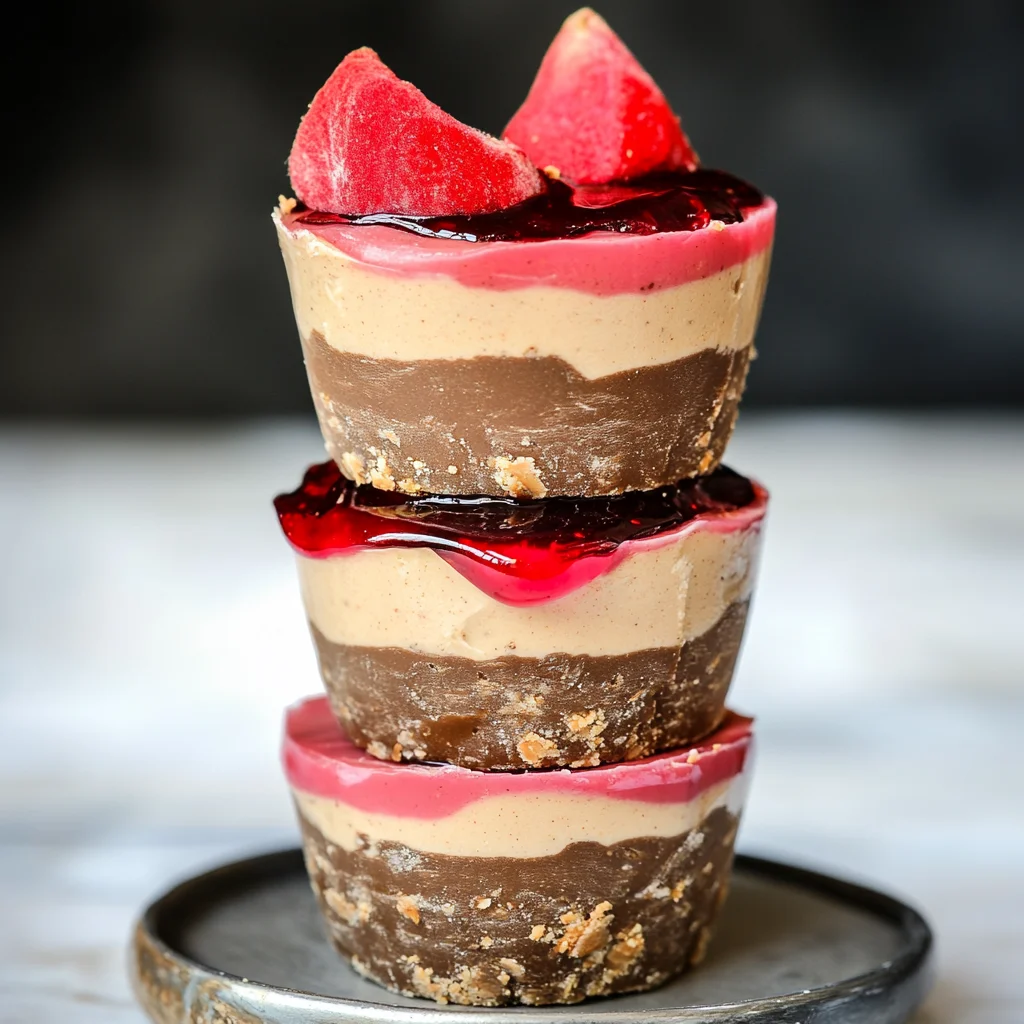 No-Bake Vegan Peanut Butter & Jelly Cheesecakes