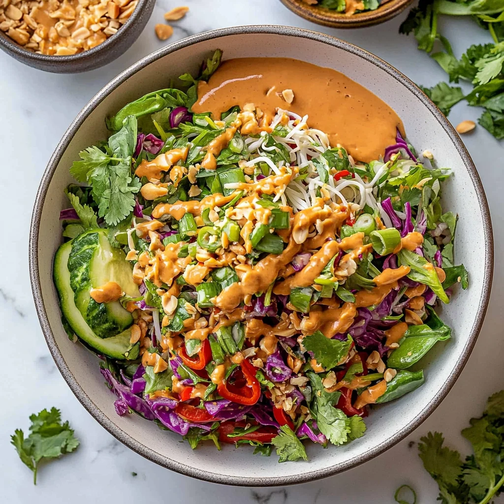 Thai Crunch Salad CPK Copycat (with peanut ginger sauce)