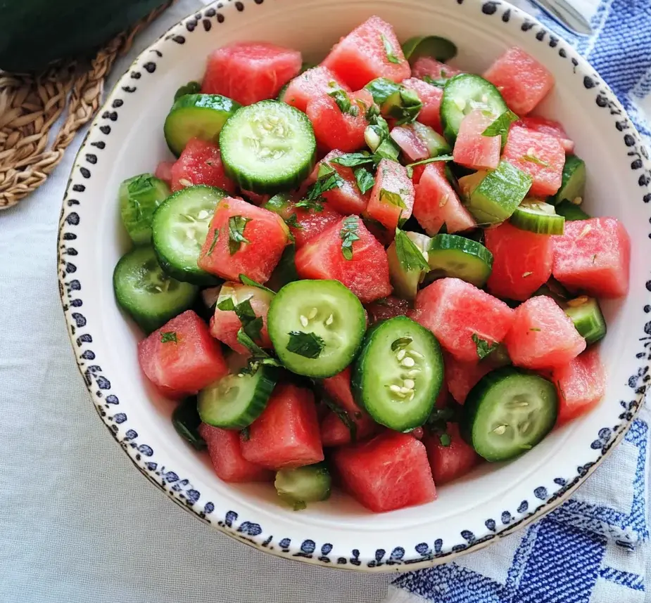 Watermelon Cucumber Jalapeño Salad
