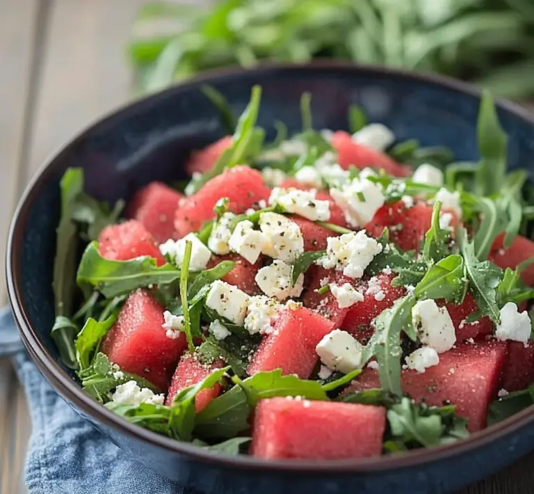 Watermelon Salad with Arugula, Feta, & Fresh Herbs