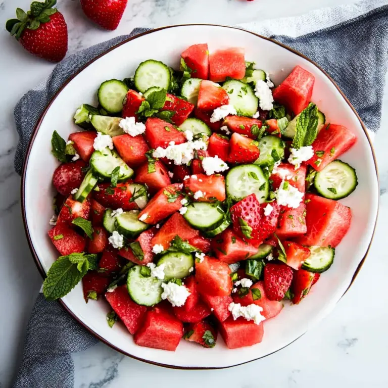 Watermelon Strawberry Cucumber Salad