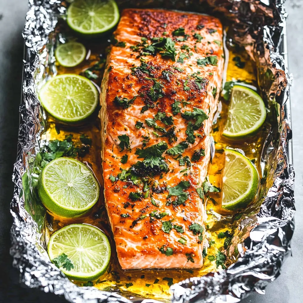 Baked Honey Cilantro Lime Salmon in Foil