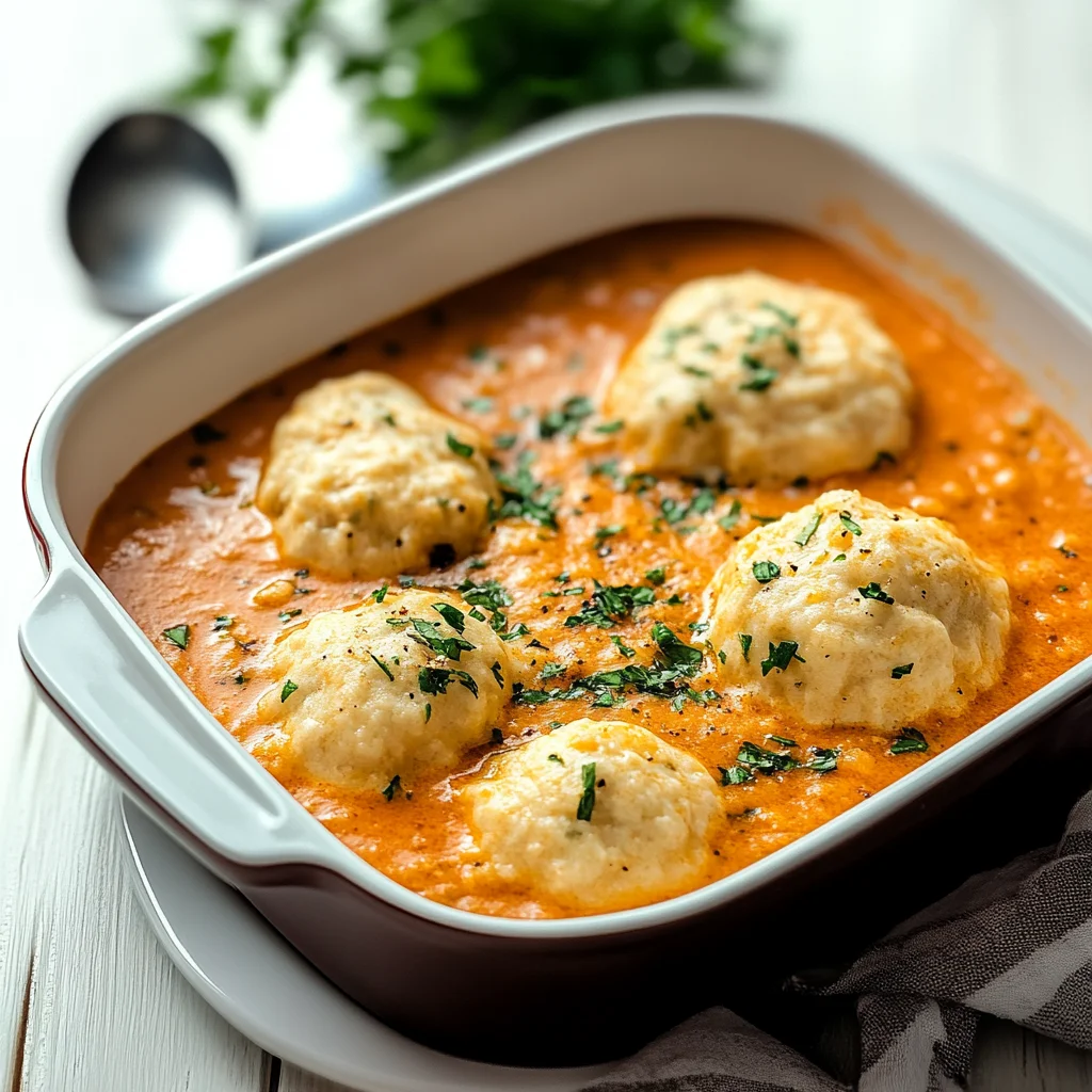 Best Tomato Soup with Cheddar Bay Dumplings