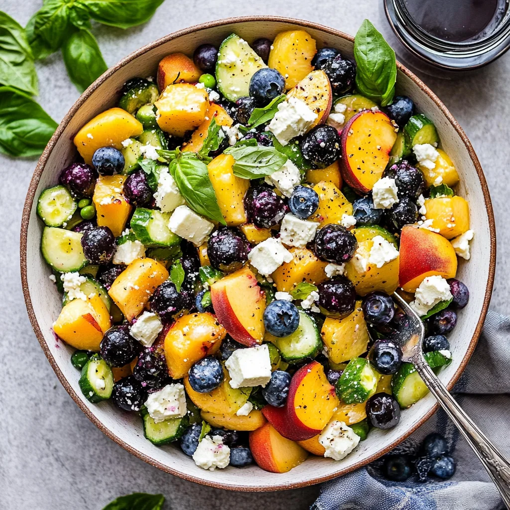 Blueberry Peach Feta Salad