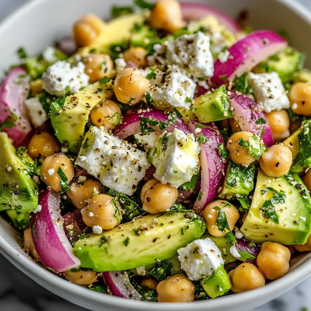 Chickpea Feta Avocado Salad