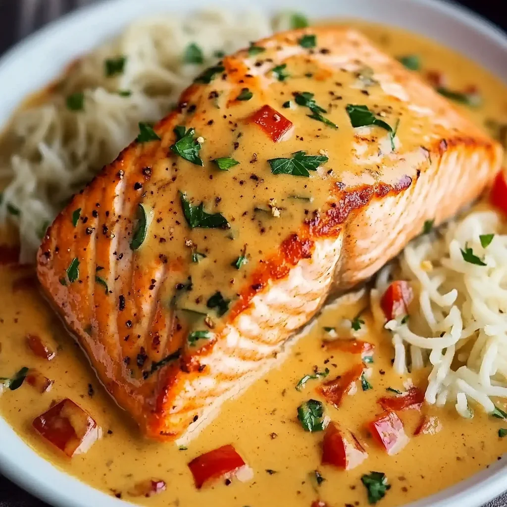 Creamy Roasted Red Pepper Salmon Recipe - Delicious & Easy