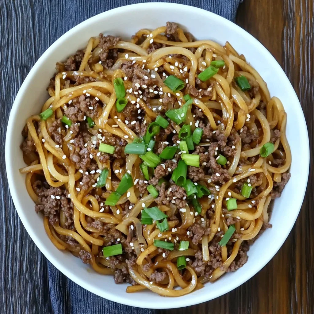 Easy Mongolian Ground Beef Noodles