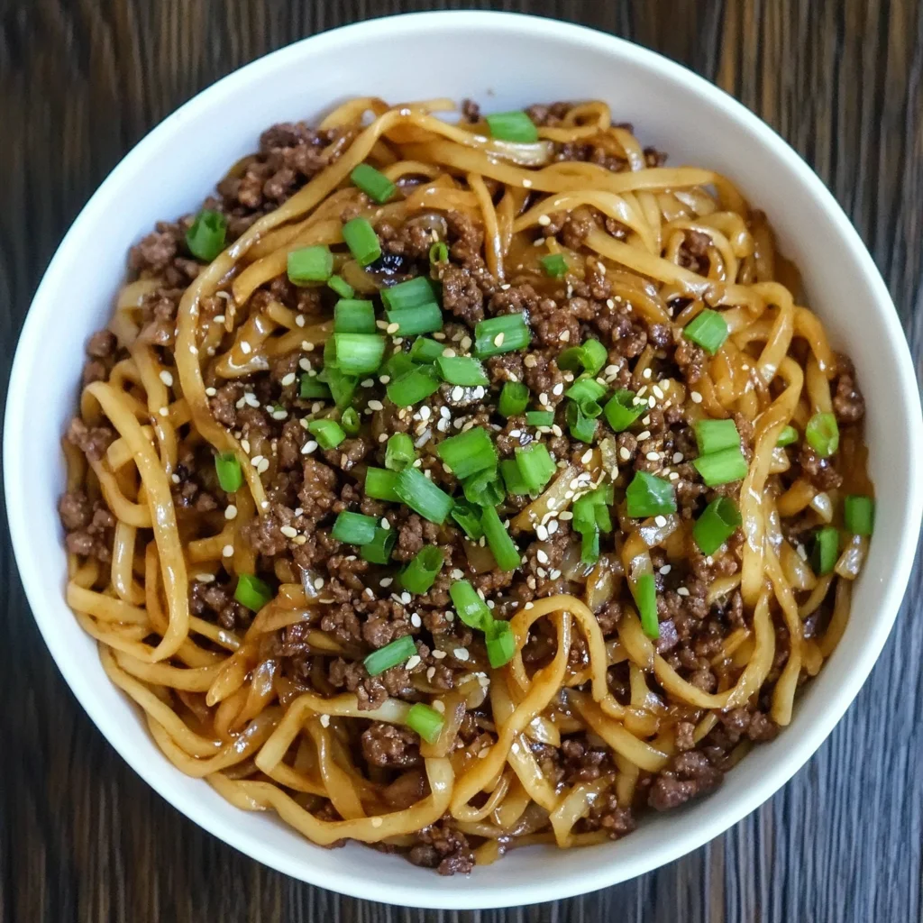Easy Mongolian Ground Beef Noodles