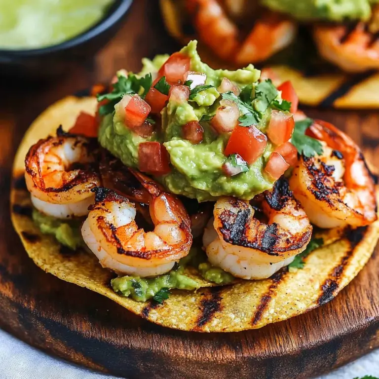 Grilled Shrimp Tostadas with Guacamole & Pico de Gallo