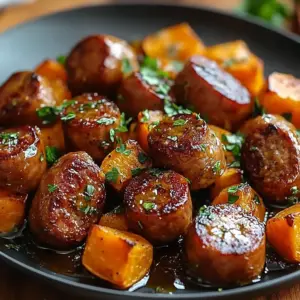 Sausage and Sweet Potatoes with Honey Garlic Sauce