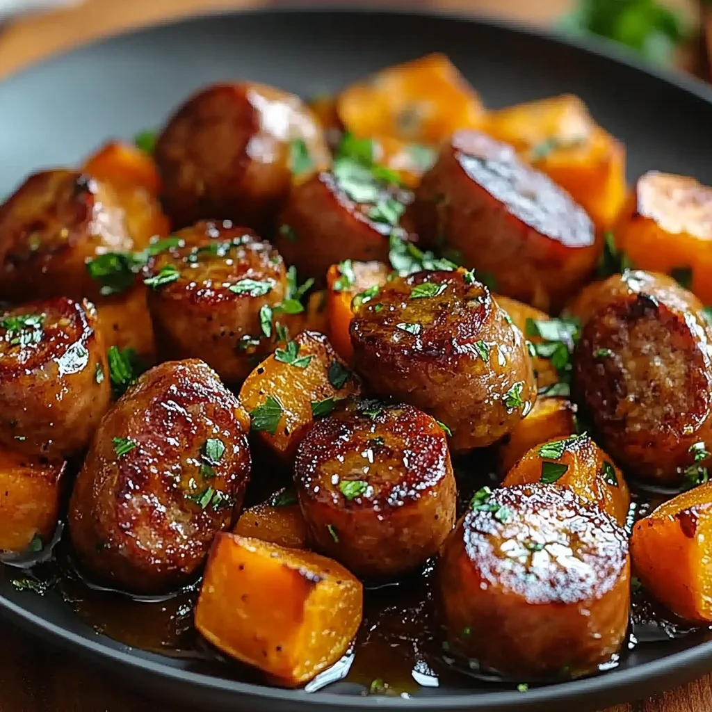 Sausage and Sweet Potatoes with Honey Garlic Sauce