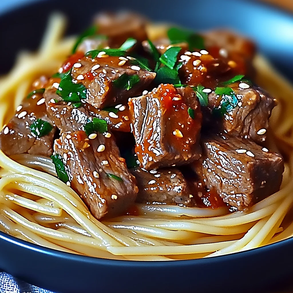 Sweet and Spicy Garlic Steak Pasta