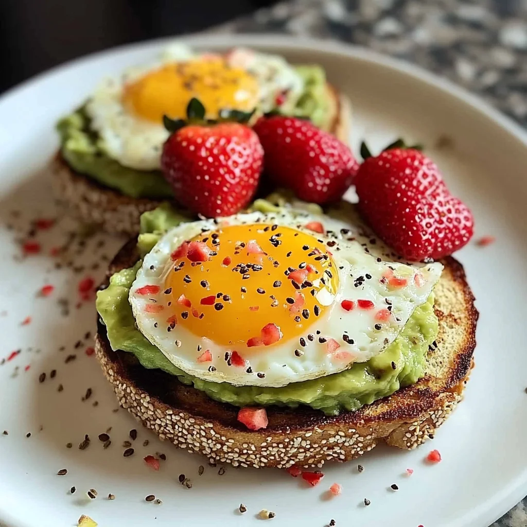Avocado Egg Toast with Fresh Strawberries