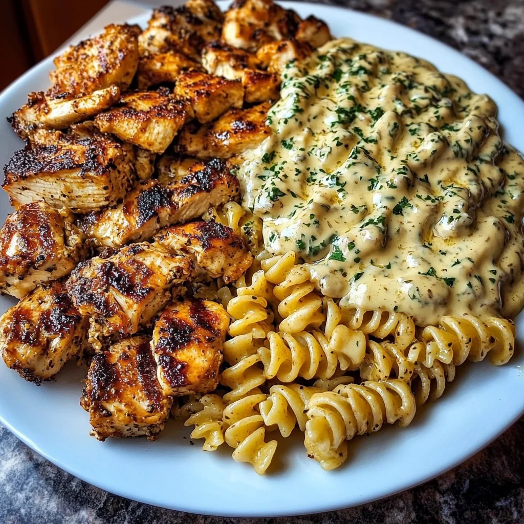 Creamy Alfredo Chicken Rotini with Cajun Butter Drizzle
