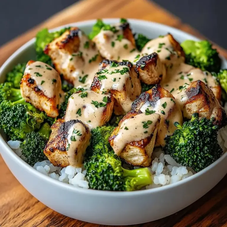 Creamy Garlic Chicken Bowl with Broccoli & Rice