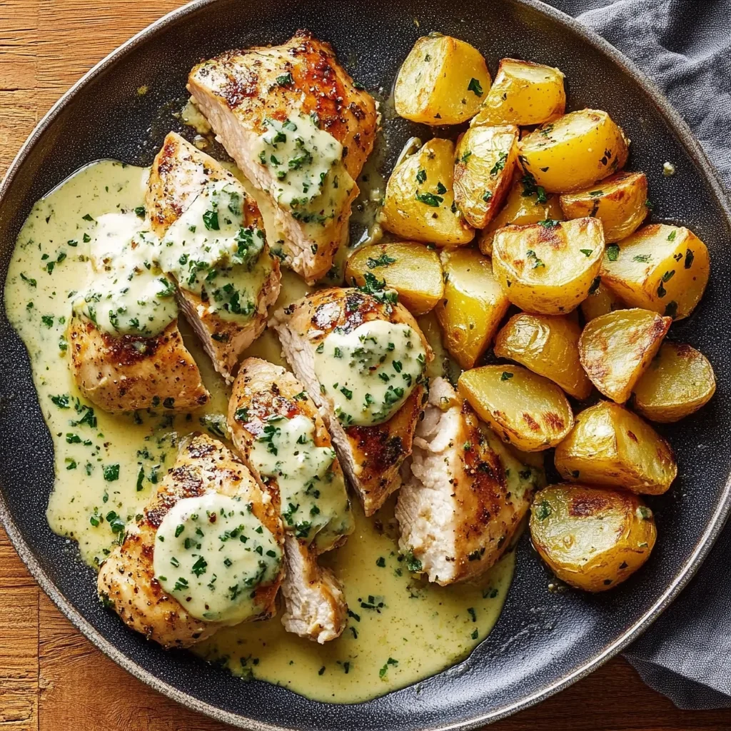 Creamy Garlic Herb Chicken with Golden Potatoes