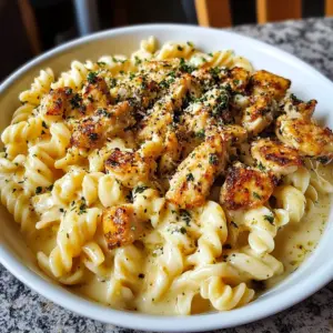 Creamy Mozzarella Alfredo with Garlic Chicken Twisted Pasta