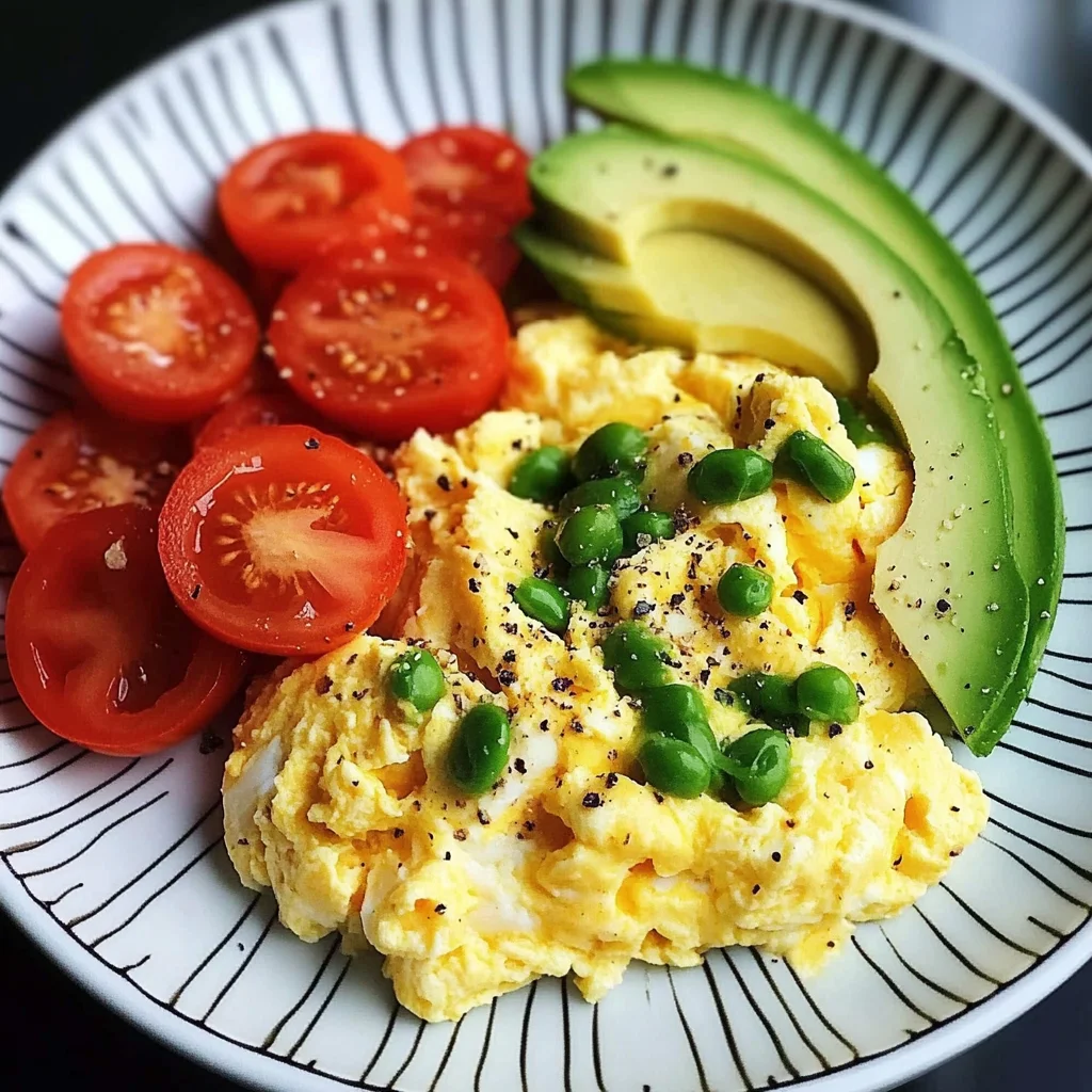 Creamy Scrambled Eggs with Tomato & Avocado