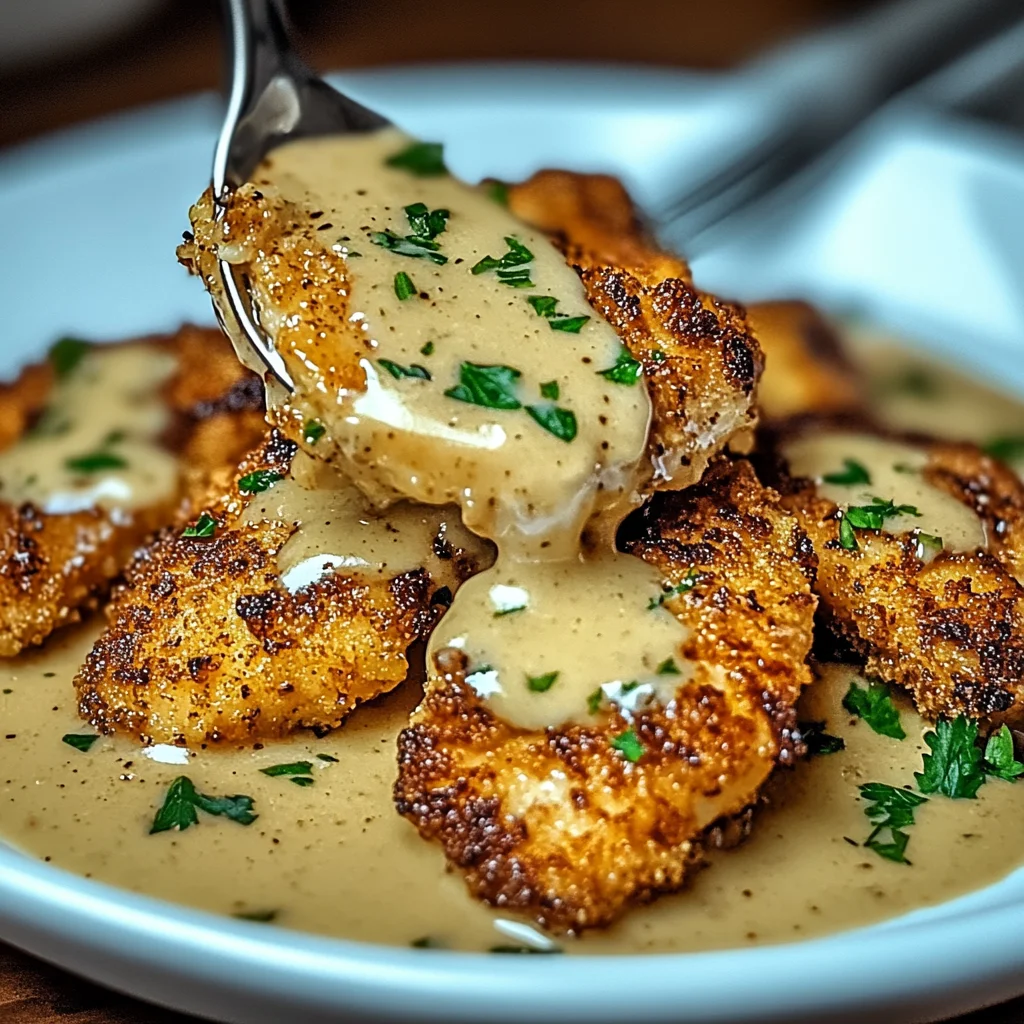 Crispy Parmesan Chicken with a Rich Garlic Sauce - Easy Dinner Idea