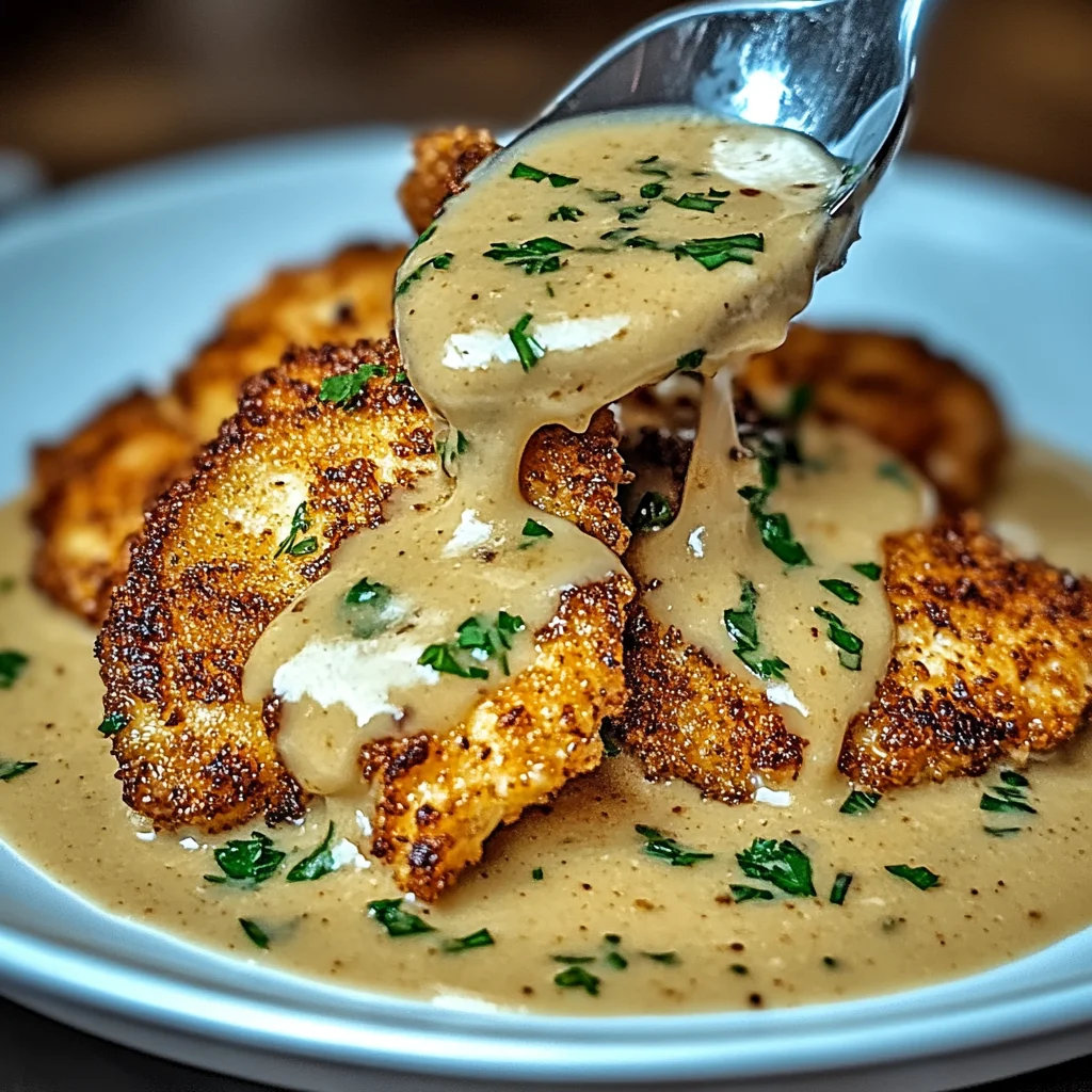 Crispy Parmesan Chicken with a Rich Garlic Sauce - Easy Dinner Idea