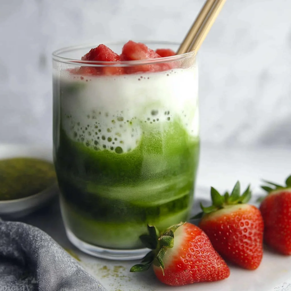 Easy 5-min. Strawberry Matcha Latte