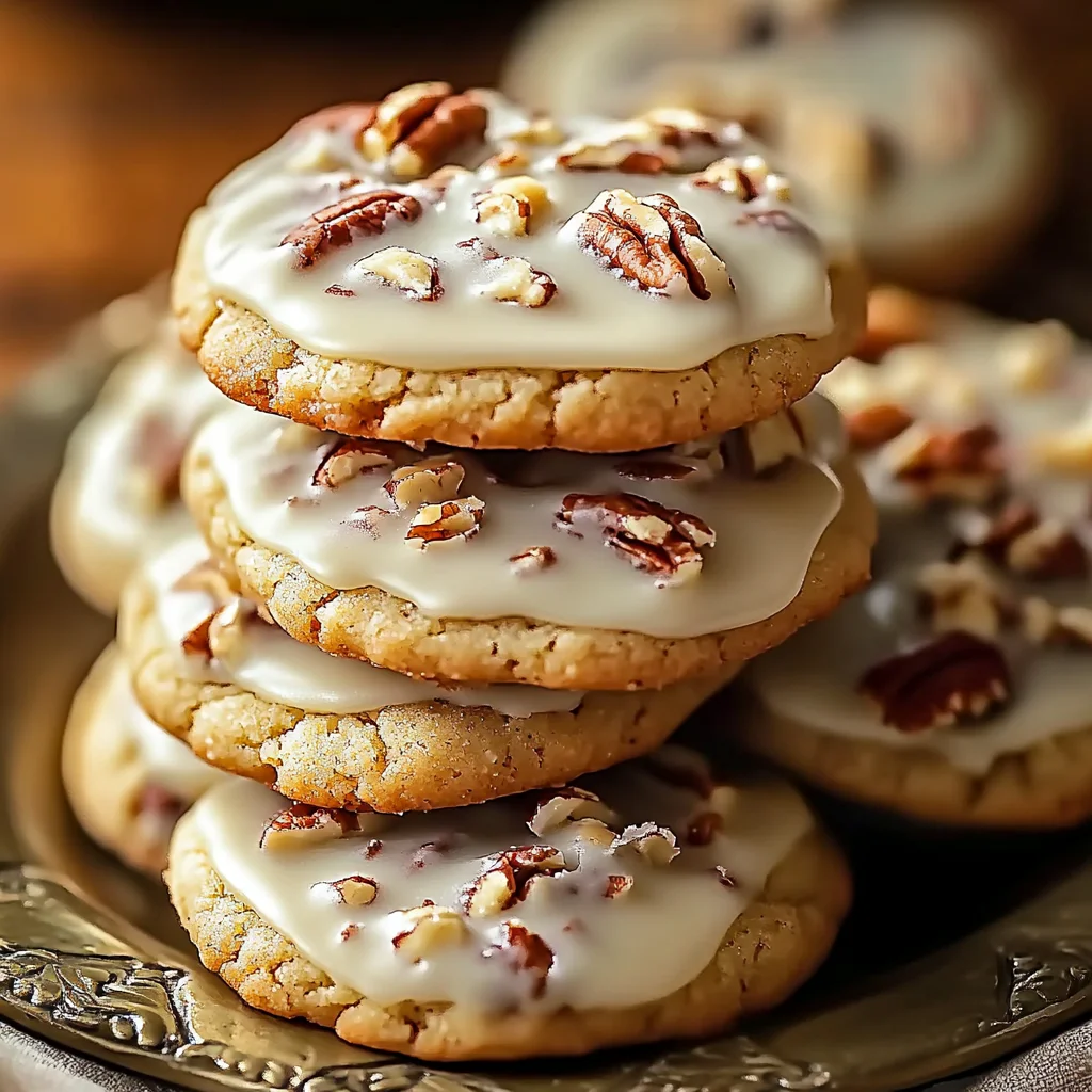 Frosted Butter Pecan Cookies