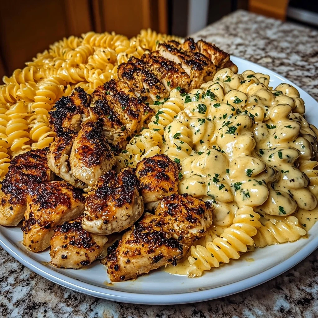Garlic Parmesan Chicken with Velveeta Rotini Alfredo