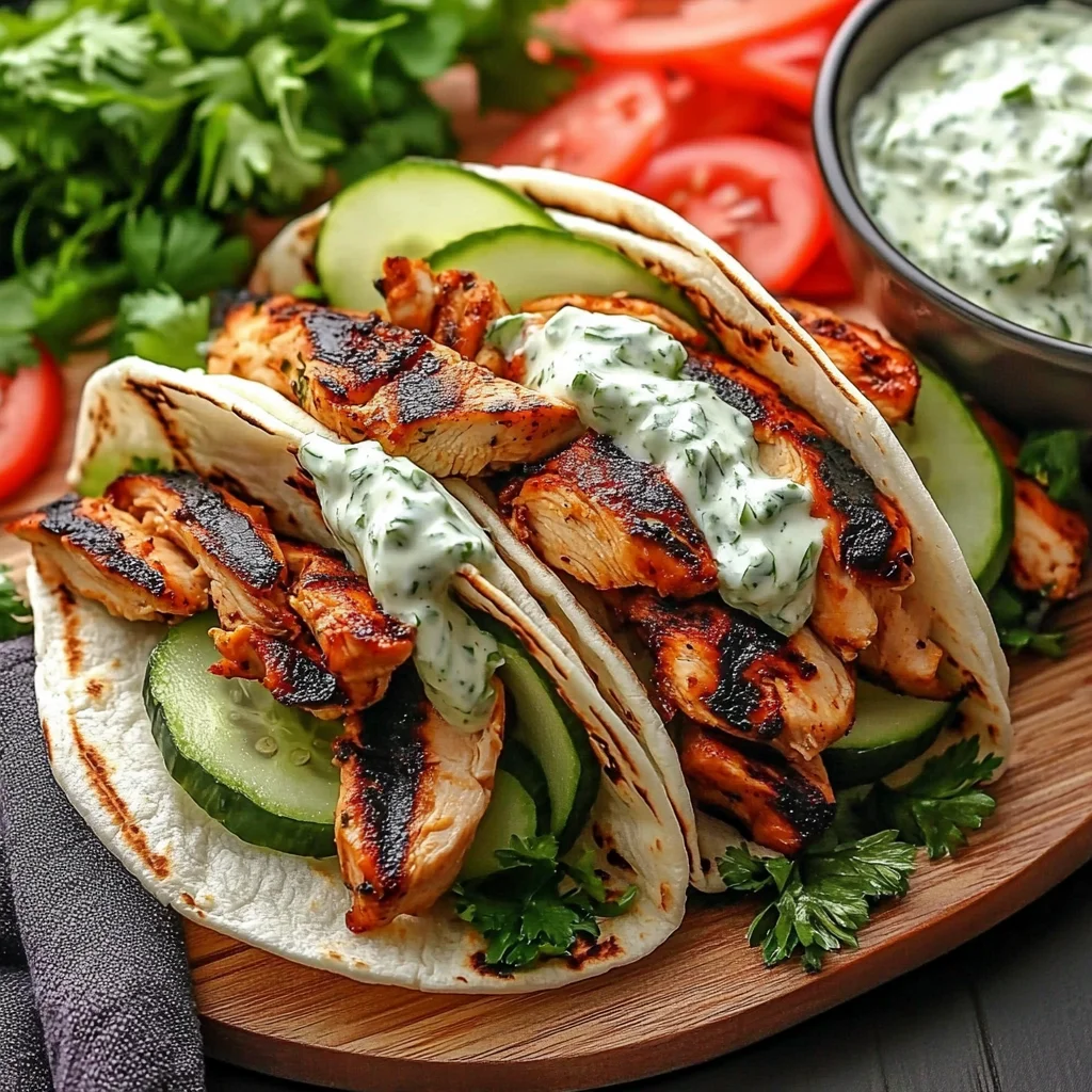 Greek Chicken Gyros with Cucumber Tzatziki
