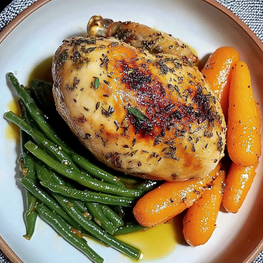 Herb Roasted Chicken with Garlic Green Beans & Glazed Carrots