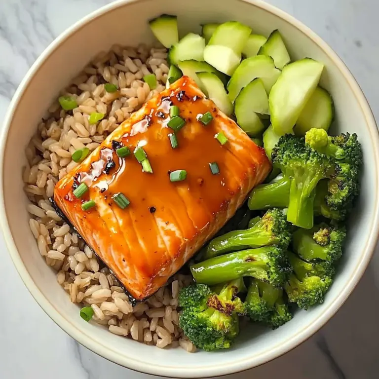 Honey-Glazed Salmon Bowl with Brown Rice & Steamed Veggies