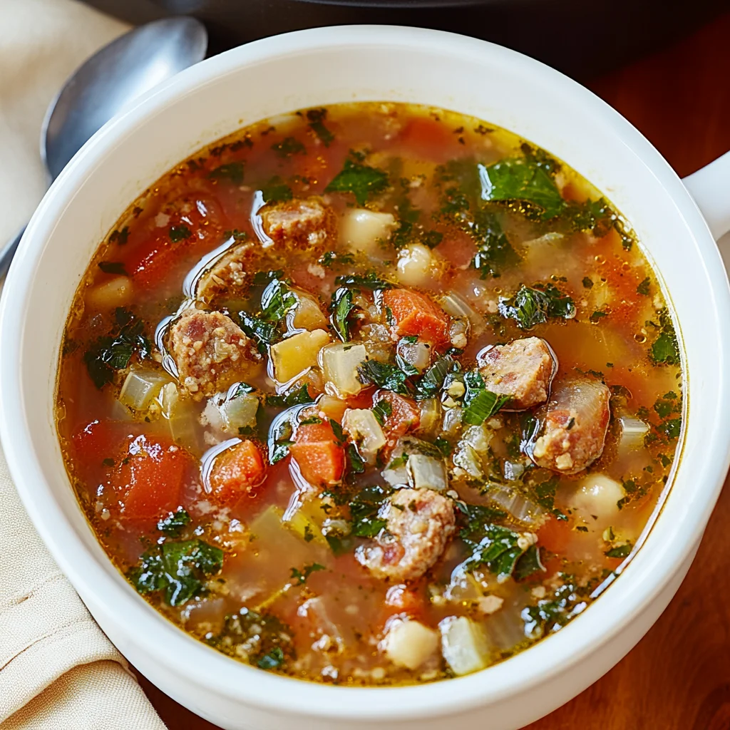 Italian Vegetable Soup with Spicy Sausage