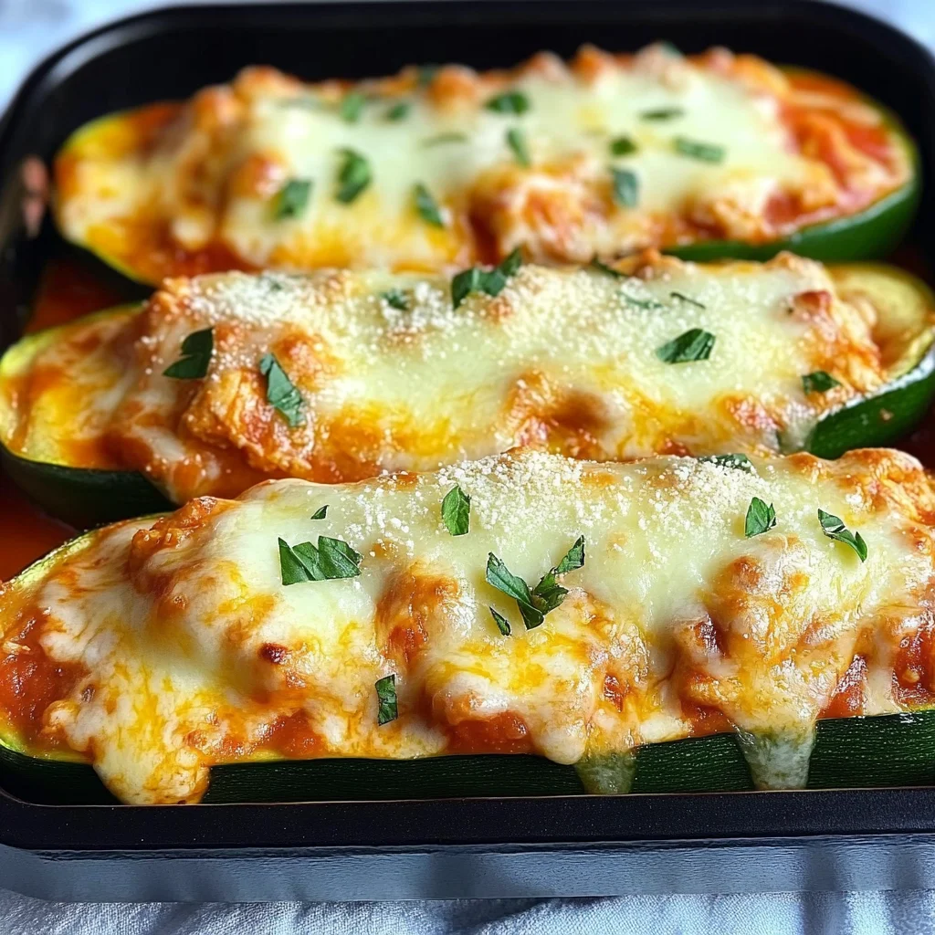 Keto Chicken Parmesan Zucchini Boats