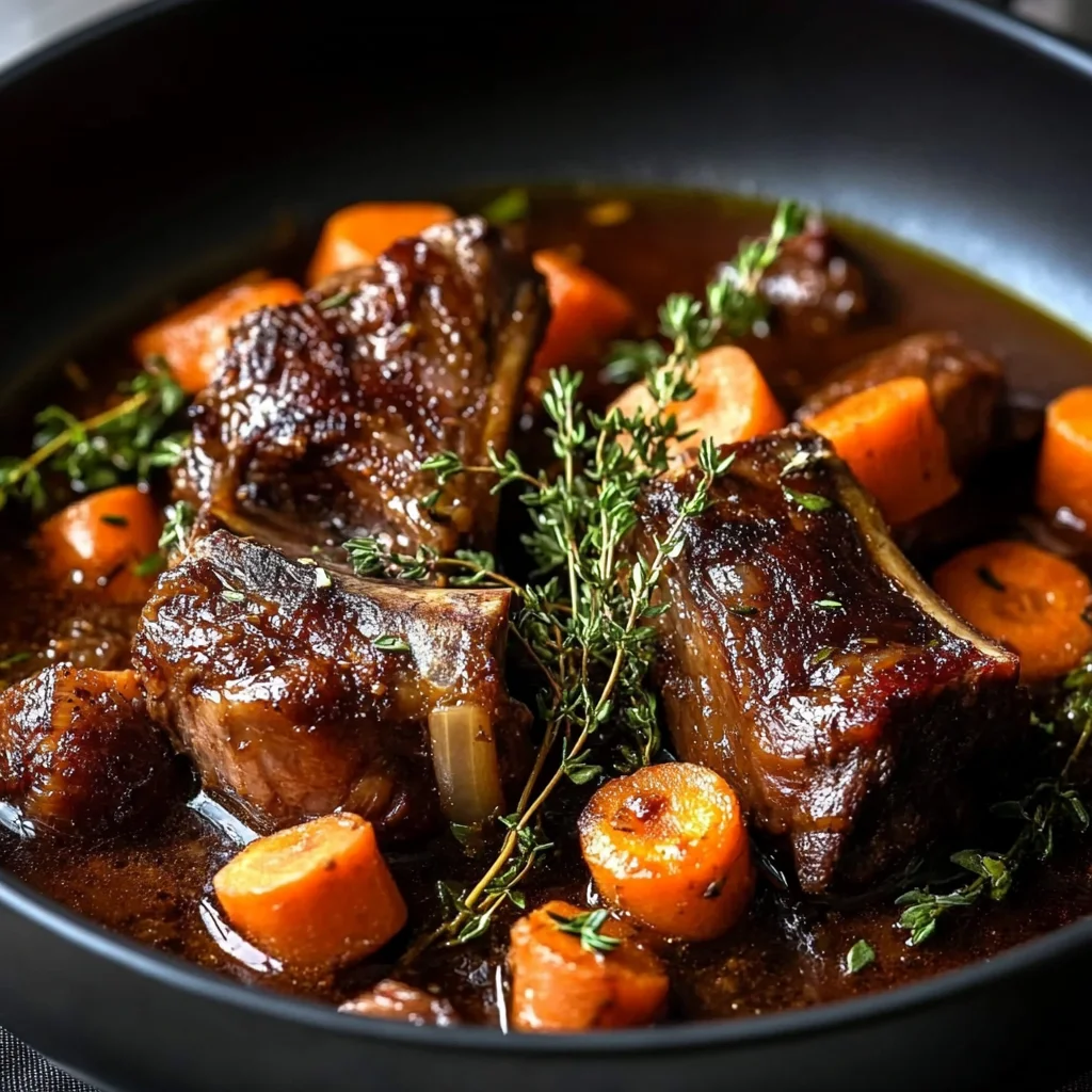 Red Wine Braised Lamb Shank with Carrots & Herbs