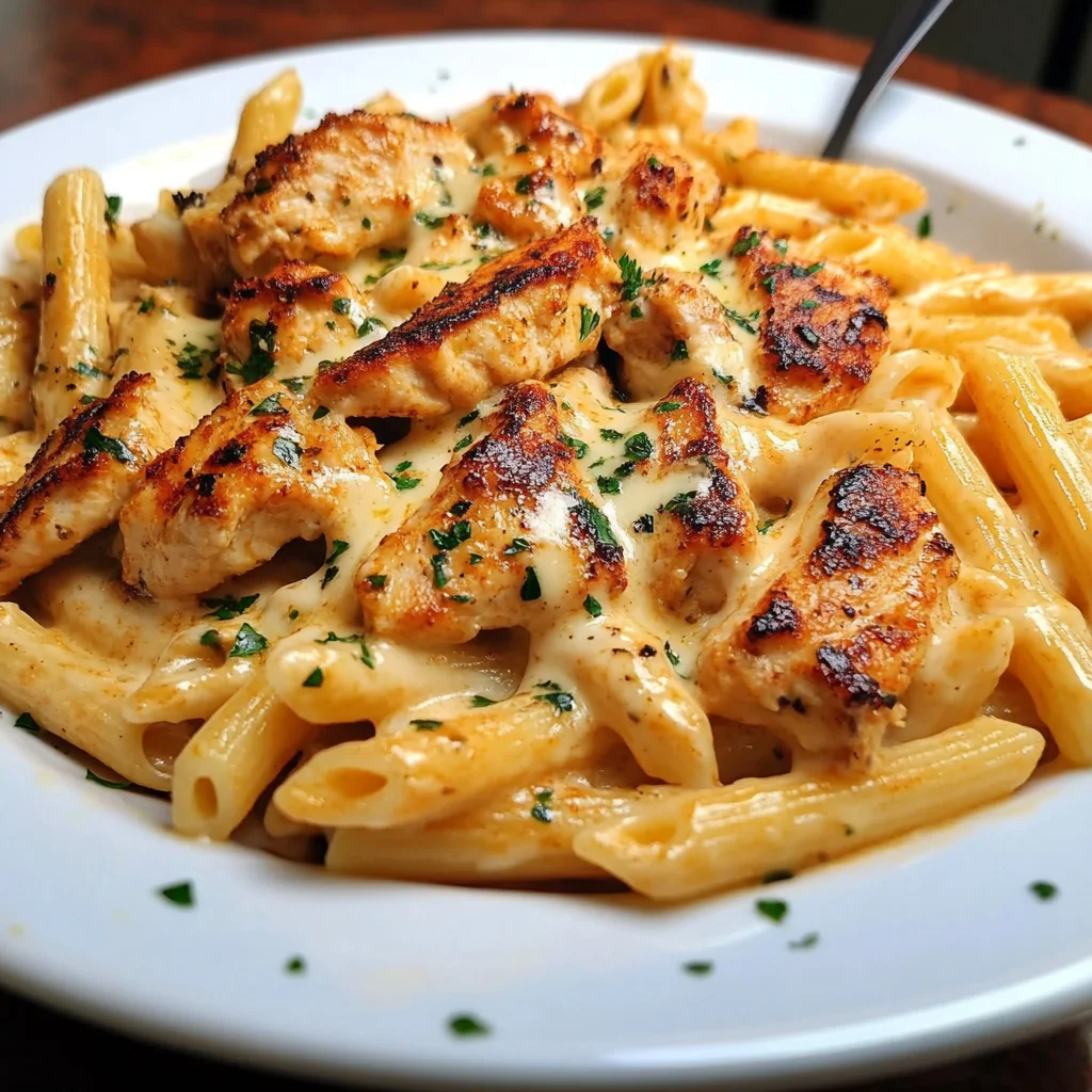 Spicy Garlic Chicken Penne in Velveeta Alfredo