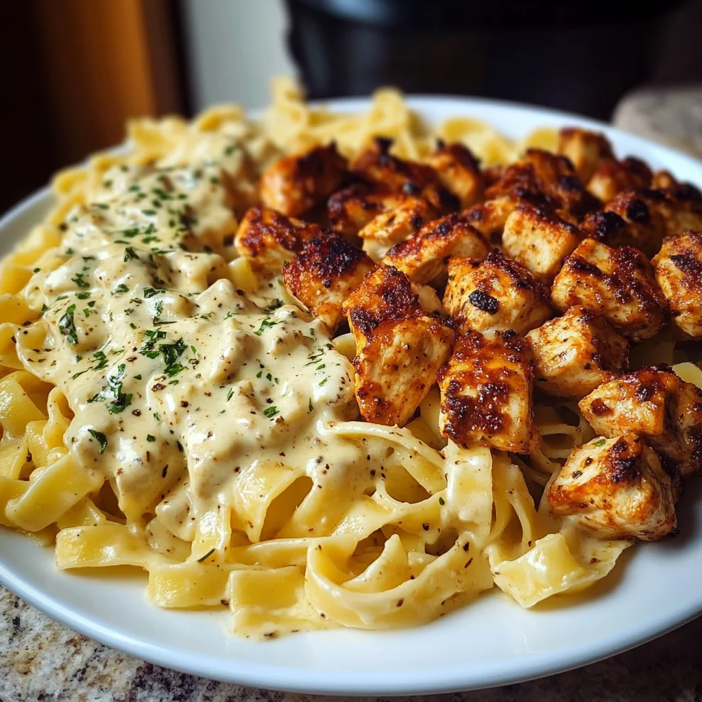 Cajun Chicken Alfredo Fettuccine Pasta with Velveeta Sauce