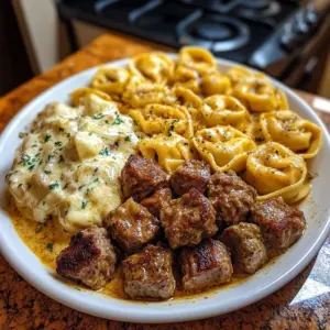 Cheesy Cajun Beef Tortellini in Creamy Garlic Alfredo