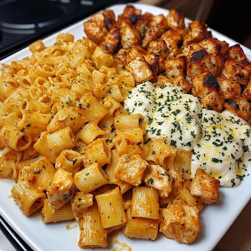 Creamy Cajun Garlic Butter Chicken Rigatoni with Mozzarella & Parmesan